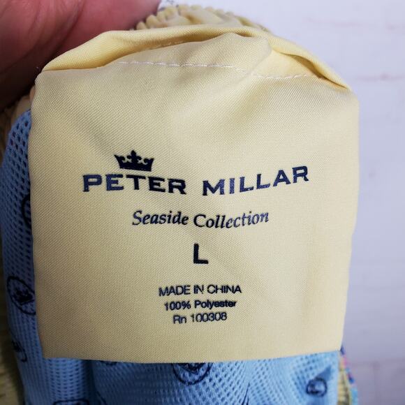 Peter Millar Seaside Collection Mesh Lined Swim Trunks Size L Blue Pink Coral - Picture 3 of 10